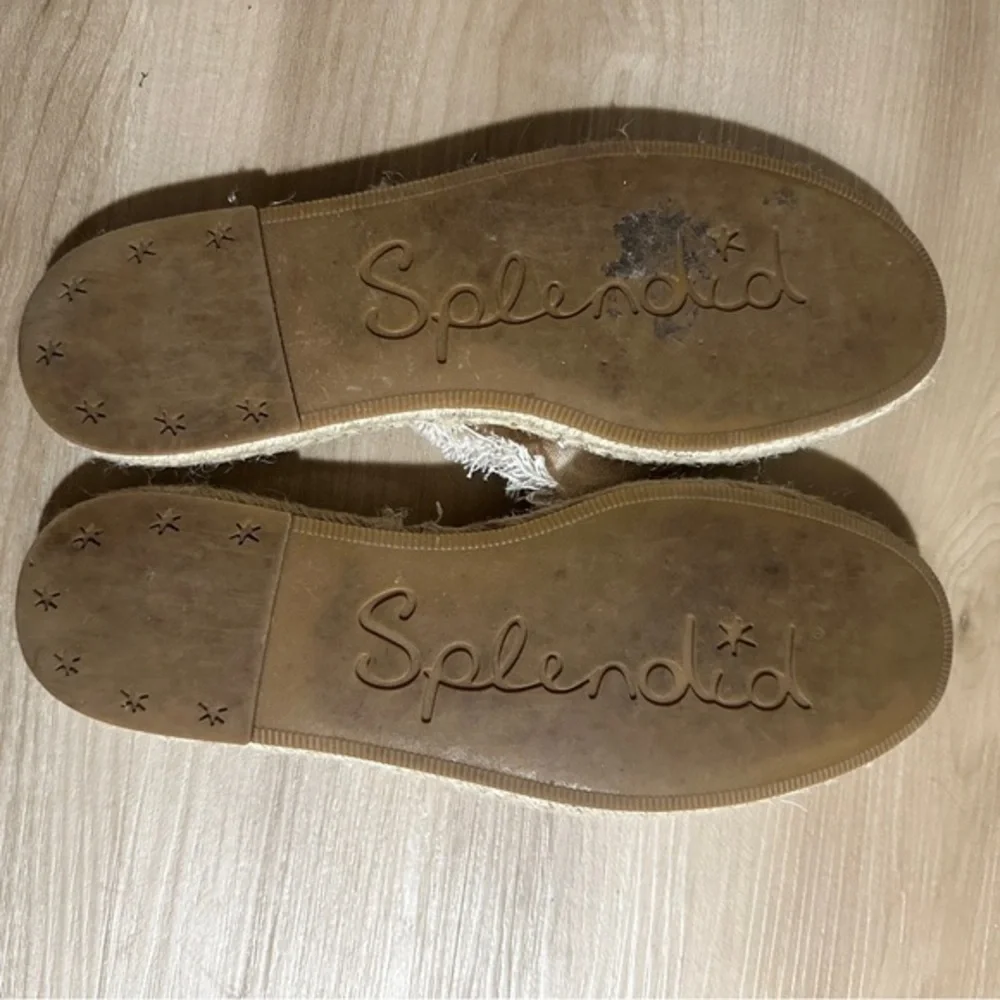 Splendid Jessica Leopard Espadrille Mules Womens 8.5 Tan Fringed Slides Shoes